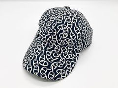 HERMES エルメス レディース キャップ 帽子 シェーンダンクル チェーン柄 ブラック ホワイト Mサイズ 美品