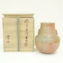 w562 掛花入 『萩焼 掛花入』『十三代 田原陶兵衛 造』 共箱 花器