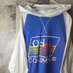 ビンテージロンT☆　USA古着　フード　ブルー×ホワイト　S　C28