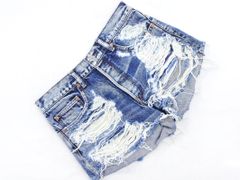 RNA アールエヌエー ダメージ加工 ボタンフライ ショート デニムパンツ sizeS/青 ■◆ レディース