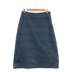 【美品】  mina perhonen / ミナペルホネン | 2016AW | frill wave / エンブロイダリー スカート / 総裏地 | 36 | ネイビー | レディース