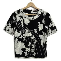 美品 LEONARDレオナール 黒花柄 カットソー 薄手 極美品】LEONARD レオナール トップス カットソー 半袖 花柄 黒