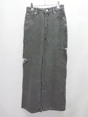 ◇ Θ moment+ モーメントプラス ヘビーツイル&デニムダメージストレートパンツ サイズL ブラック レディース E  【1505290027700】