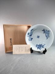 銘あり 赤絵内染付 葉文 鉢 木箱入り - メルカリ