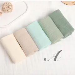 新品【5枚セット A】ガーゼハンカチ くすみ 無地 ベビー 赤ちゃん 5枚セット ガーゼタオル 綿100％ 幼稚園 保育園 かわいい