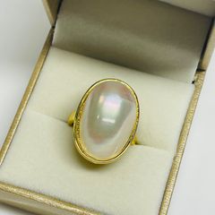 奄美大島産　マベパールリング　天然色南洋真珠　白蝶真珠 本真珠　本真珠 アクセサリー 大粒 23mm