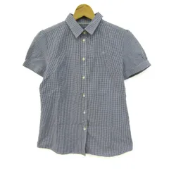 ラコステ 半袖シャツ トップス ギンガムチェック柄 レディース 40サイズ 紺×白 LACOSTE 【中古】