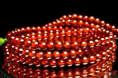 高発色 オレンジガーネット　5mm　3連タイプ ブレスレット パワーストーン 天然石 _BG5699-5