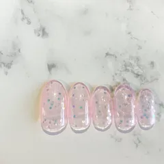 ⑫【ネイルチップ】ジェルネイル ワンカラー ピンク ホログラム キラキラ シアーカラー 推し活 推しカラー 夏ネイル サイズ変更可 オーダー受付中