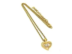 ■美品■ NINA RICCI ニナリッチ ラインストーン ハート ネックレス ペンダント アクセサリー レディース ゴールド系 DE7996