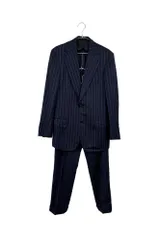 上質 イタリア製  Borgo Santa Chiara ボルゴサンタティアラ セットアップ ストライプ ネイビー系     メンズ サイズ 44  8 衣A