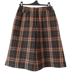 RE189 【美品】DAKS ダックス　ハーフパンツ  キュロット　チェックパンツ　ベージュ　グリーン　レッド　緑　赤　レディース　66-90  ウール100% 毛　希少　オシャレ　ブリティッシュ　高級感