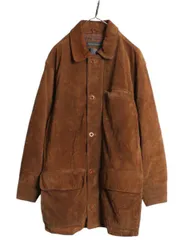 【お得なクーポン配布中!】 00s バナナリパブリック 本革 スウェード レザー 中綿 ハーフ コート メンズ S ハンティング タイプ ジャケット 革ジャン オールレザー 茶