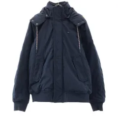 トミーヒルフィガー ロゴ刺繍 ロゴワッペン 中綿ジャケット XS ネイビー TOMMY HILFIGER 裏地付き メンズ