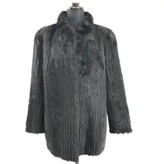 高級毛皮/ショート丈/ミンクファーコート【レディースM程度/黒】リアルファー/比翼仕立て◆XBC359L<sale>