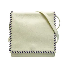 ☆☆Yves Saint Laurent イブサンローラン ショルダーバッグ アイボリー フラップ 編み込み レザー