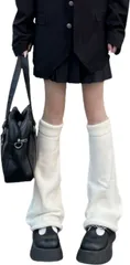 §Ｂｇ３ Bg3 ルーズソックス 黒 白 レッグウォーマー レディース 冷え対策 レッグカバー(ホワイト,  22.0-24.0 cm)のサムネイル