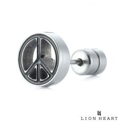ライオンハート LH-1 ピースシンボル スタッズピアス サージカルステンレス316L 片耳用 金属アレルギー対応 1点売り メンズ ブランド LION HEART