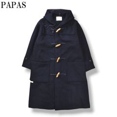 美品】PaPas パパス ダッフルコート チェック 木製トグル ダーク