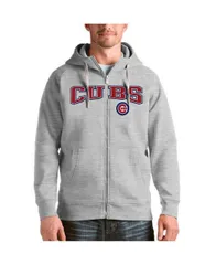 【送料無料】 アンティグア メンズ パーカー・スウェット アウター Men's Heather Gray Chicago Cubs Team Logo Victory Full-Zip Hoodie Heather Gray