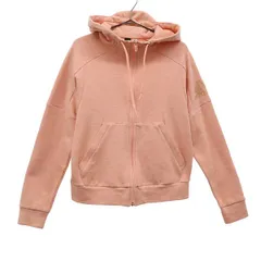 アディダス ロゴプリント 長袖 ジップパーカー M ピンク adidas スウェット レディース 古着 【231125】