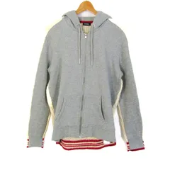 ディーゼル 切替ジップアップパーカー 長袖 ニット スウェット トップス レディース ﾌﾘｰサイズ グレー系×ベージュ系 DIESEL 【中古】