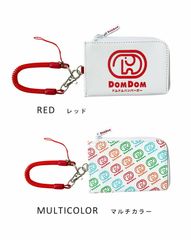 パスケース DOMDOM ドムドム ジップ付パスケース メンズ レディース 学生 定期ケース パス 伸びる ストラップ付 バッグにつけられる 定期入れ シンプル 通学 便利 キーホルダー ワンポイント レトロ 合皮 軽い 小さい カードケース カード入れ