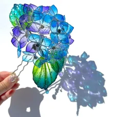 雨垂れ紫陽花のかんざし【青紫・シルバー】