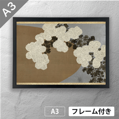 神坂雪佳　「ももよ草」 日本画（浮世絵）ポスター　A3　マット　その41　【フレーム付】《JP》