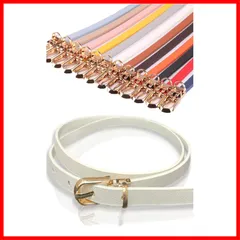 【人気商品】レディースベルト 細ベルト 調整可能 スリムベルト ゴールドバックル 11色