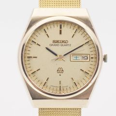 稼動品 電池交換済 セイコー SEIKO グランドクオーツ 9943-8000 クオーツ デイ/デイト ゴールド文字盤 メンズ腕時計