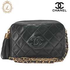 CHANEL シャネル マトラッセ 　ココマーク 　フリンジ付き　チェーンショルダー ラムスキン　黒（ゴールド金具）レディースバッグ ハイブランド【中古】【送料無料】