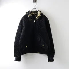 インゲボルグ INGEBORG すずらんxベロアキルティングリバーシブルジャケット/ブラック 花柄 ピコフリル ジップ ブルゾン【2400014333336】