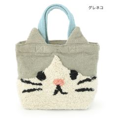 ギフトラッピングOK！「猫好きにおすすめ」ふわもこグレーハチワレ猫のランチキャンバストートバッグ
