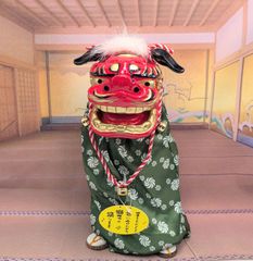 縁起物 踊る獅子舞 獅子舞 大 グリーン お正月 迎春 ダンシング獅子舞