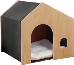 ペットハウス 木製 ペットベッド 犬小屋 キャットハウス 小型犬 猫 クッション付き 洗える 組み立て簡単 52幅×47奥行き×50高さcm 換気 通気性 防湿性 多層無垢木材 かわいい おしゃれのサムネイル