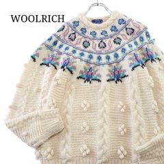 【80~90s】WOOLRICH ウールリッチ ノルディックセーター 古着 ヴィンテージ 紺タグ ウール