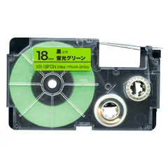 【単品】カシオ用 ネームランド 互換 テープカートリッジ 蛍光ラベル 18mm／蛍光グリーンテープ／黒文字　TPR-XR-18FGNのサムネイル