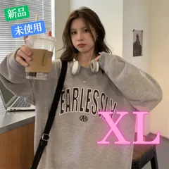 韓国 Y2K レディース ビッグロゴ スウェット トレーナー グレー