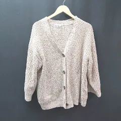 ◇ GLOBAL WORK ニット カジュアル シンプル ベーシック オーバーサイズ 長袖 カーディガン サイズL ベージュ レディース E  【1304120021747】