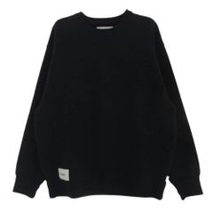 WTAPS ダブルタップス 23AW 232ATDT-CSM19 OBJ 01 SWEATER COTTON.BEAK バックプリント パッチ クルーネック スウェット ブラック系 3【中古】