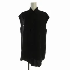 オーラリー AURALEE SILK BRUSHED TWILL SLEEV シャツ ブラウス 絹 シルク ノースリーブ 0 S 黒 ブラック /ROのサムネイル