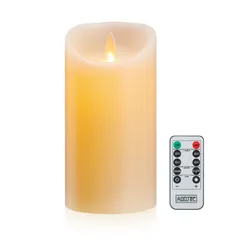 【新着商品】本物の炎のようにゆらめく 暖色光 ロウソク 火を使わない ゆらゆら揺れる 安全 LEDキャンドルライト 省エネ 専用リモコン付き 明るさ調整 AnnTec 電池式 LEDライトキャンドル（直径7.5cm×高さ10cm）