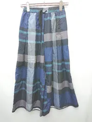 ◇ ⊂ emi+ エミプラス チェック ウエストゴム ドロスト ワイド パンツ サイズS ブルー レディース P  【1409090010194】