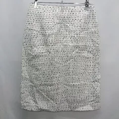 ◇ ◎ ●未使用● LAUTREAMONT BLACK 総柄 ひざ丈 タイト スカート サイズ38 ホワイト レディース E  【1406180104061】