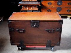 総欅造り高級品 100年物 慳貪式収納棚 半櫃 明治時代　古録展  送料無料　中古 品番S10549
