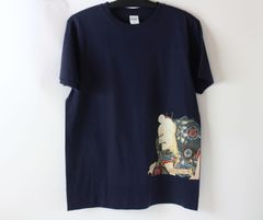 和柄 浮世絵 歌舞伎 白髪 Tシャツ ネイビー 紺 メンズ L 5.6oz