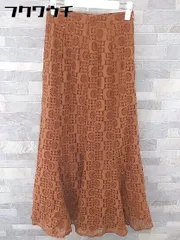 ◇ &. NOSTALGIA アンドドットノスタルジア レース ロング フレア スカート サイズM ブラウン系 レディース 【1104050003093】