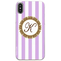 【新品未使用】iPhone6 Plus / 6s Plus アイフォン6sプラス クリア ハードケース ( ストライプラベンダー イニシャルK ) ボーダー ストライプ イニシャル cl-initial1-iphone6plus-ca033_d_k