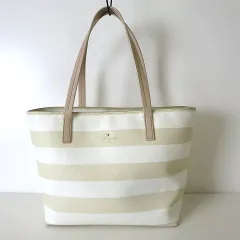 ケイトスペード KATE SPADE バッグ トートバッグ ロゴ ボーダー柄 PVC レザー オフ白 ホワイト アイボリー ベージュ かばん 鞄 カバン